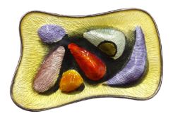 Oystein Balle silver and enamel Norwegian abstract brooch,