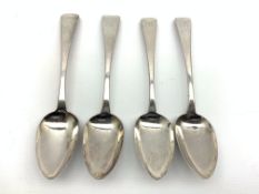 Pair of George III silver Old English pattern table spoons engraved with the initial 'B',