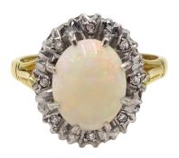 18ct gold opal and diamond cluster ring,