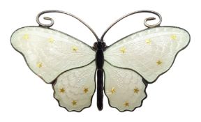 Norwegian silver and enamel butterfly brooch with gold stars by Olaf Fritjof Hjortdahl,