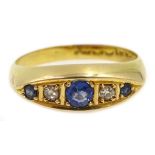 18ct gold five stone sapphire and diamond ring Condition Report & Further Details
