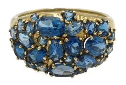 9ct gold blue topaz cluster ring,
