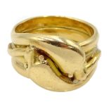 Edwardian 18ct gold double serpent ring, makers mark EK,
