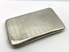 Silver engine turned cigarette case with monogram 14cm x 8cm Birmingham 1923 Maker S Blanckensee 5.