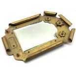 French brass mirror with domed beveled plate, H47cm,