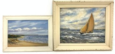 Sam Barnes Robson (York 1900-1973) 'Racing in the North Sea' oil on board, signed,