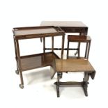 20th century walnut sofa table () mahogany drinks trolley () small lamp table,