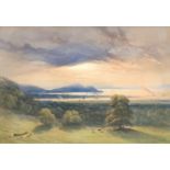 Thomas Charles Leeson Rowbotham (British 1823-1875): Rural landscape with coast,