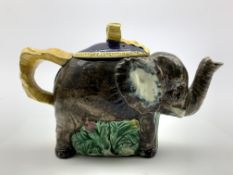 Majolica elephant tea pot,