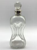 Moulded glass waisted decanter with facet cut stopper and silver collar Condition