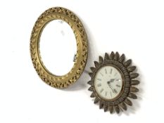 Smiths gilt electric wall clock (D33cm) together with a circular gilt framed convex wall mirror