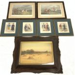 Set four 19th Century hand coloured prints of gentlemen 24cm x 19cm,