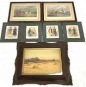 Set four 19th Century hand coloured prints of gentlemen 24cm x 19cm,