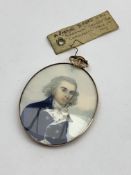 Attributed to Frederick Buck (1771-1839) miniature portrait of a naval officer with label 'Admiral