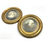 Pair of 19th Century oval pastel portraits of Sir Isaac and Lady Woolaston of Lowesby Hall in gilt