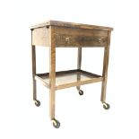 20th century oak table canteen, with two draw leaves over drawer fitted,