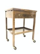 20th century oak table canteen, with two draw leaves over drawer fitted,
