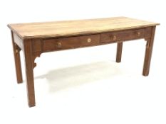 Late 19th/early 20th century stained pine kitchen work table,