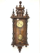 19th century walnut cased Vienna style wall clock,