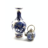 Chinese silver lustre blue and white vase,