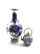 Chinese silver lustre blue and white vase,