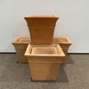 Four sets of two terracotta square tapered planters,