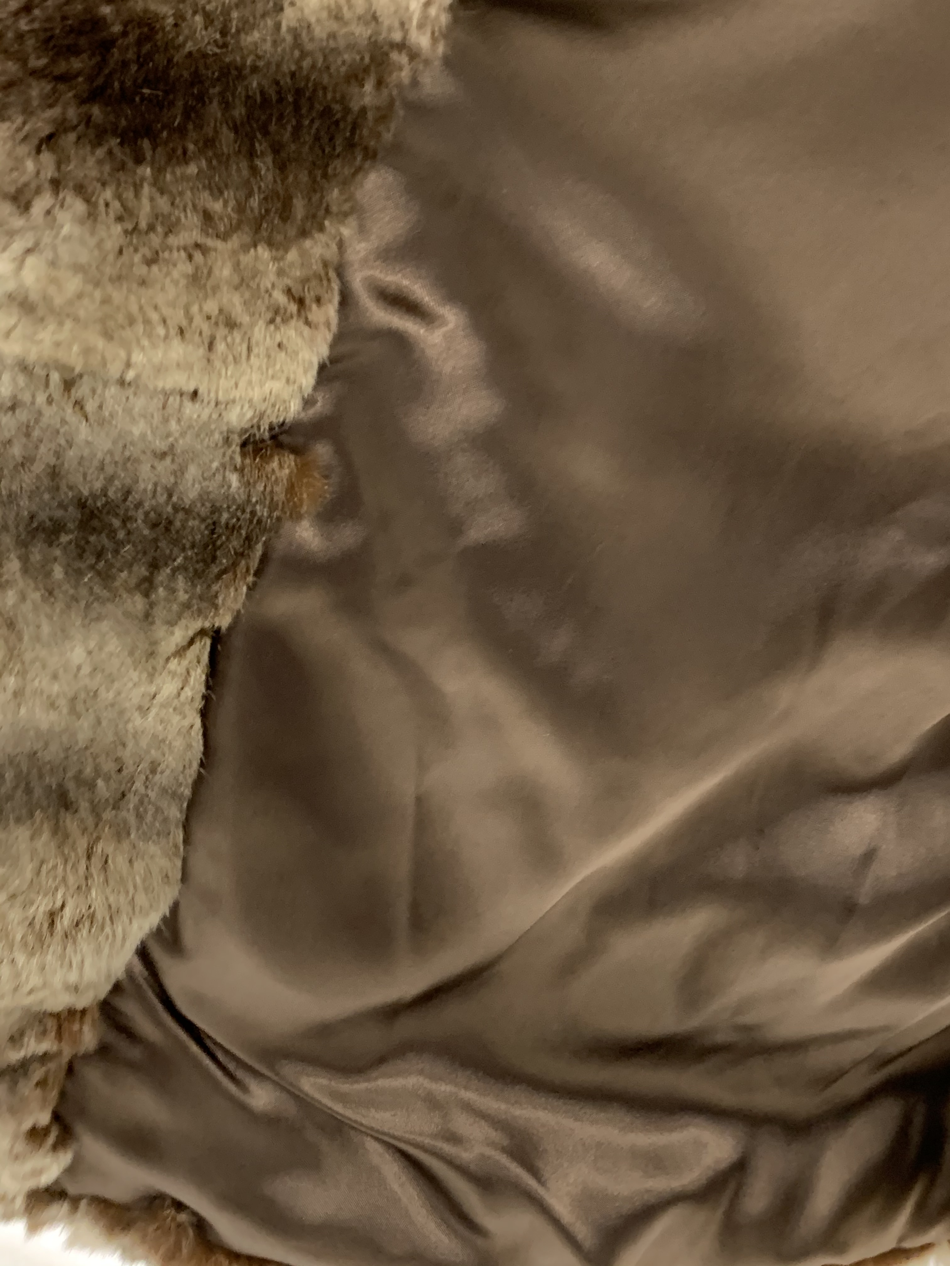 Brown Indian curly lamb and chinchilla jacket with chinchilla hood and cuffs, - Image 2 of 2