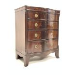 Regency design mahogany serpentine front chest of drawers,