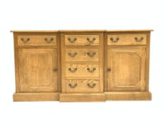 Solid oak breakfront sideboard fitted with six drawers and two cupboards, W172cm, H86cm,