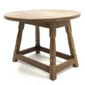 Kingpost woodwork - Yorkshire oak adzed drop leaf occasional table,