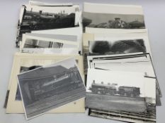 Collection of large black and white photographs of British steam railway locomotives (69)