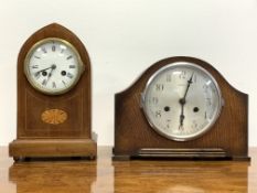 Edwardian inlaid mahogany mantel clock,