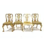 Set four 18th century design gilt wood dining chairs,