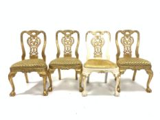 Set four 18th century design gilt wood dining chairs,