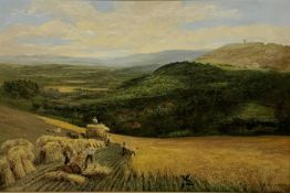 P Kilner (20th Century) Haymaking scene oil on canvas,