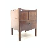 19th century mahogany night stand, galleried top above two sliding doors,