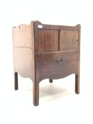 19th century mahogany night stand, galleried top above two sliding doors,