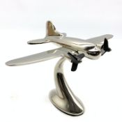 Chromium plated Art Deco style model of a plane,