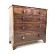 19th Century mahogany chest fitted with two short and three long graduating drawers,