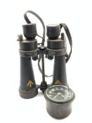 North & Sons Ltd 'Watford' car clock and a pair of Barr & Stroud 7X binoculars (2)