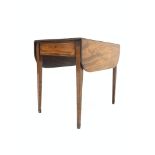 Georgian mahogany Pembroke table, rectangular top with two drop leaves and reeded edge, one drawer,