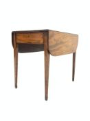 Georgian mahogany Pembroke table, rectangular top with two drop leaves and reeded edge, one drawer,