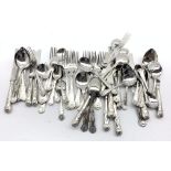 Quantity of plated Kings pattern cutlery comprising eight table knives and forks,