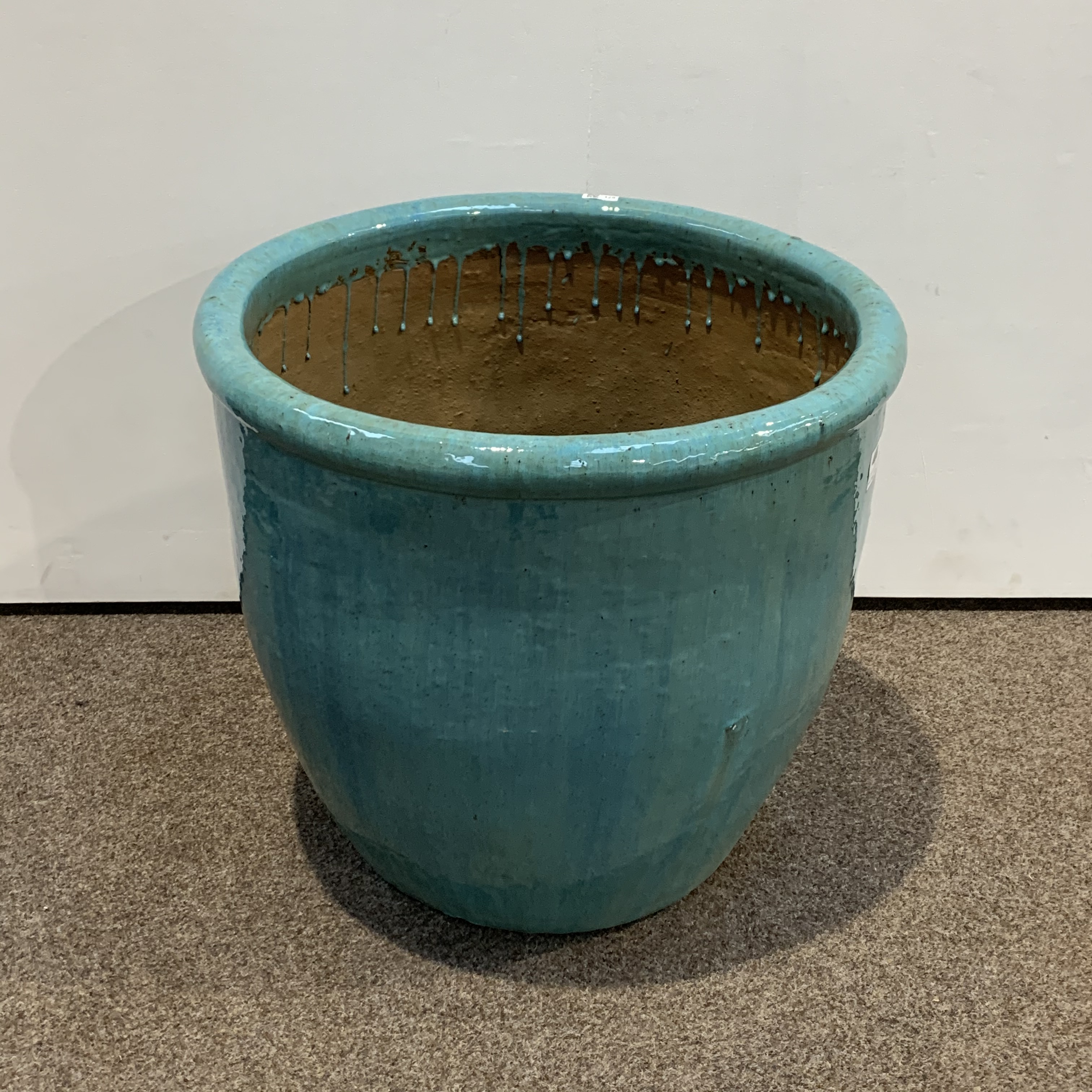 Large turquoise glazed terracotta planter,