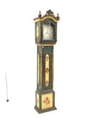 19th century Portuguese painted chestnut longcase clock,