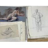 Assheton-Stones Family A folio containing a large quantity of nude and figure studies in pastel,