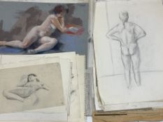 Assheton-Stones Family A folio containing a large quantity of nude and figure studies in pastel,