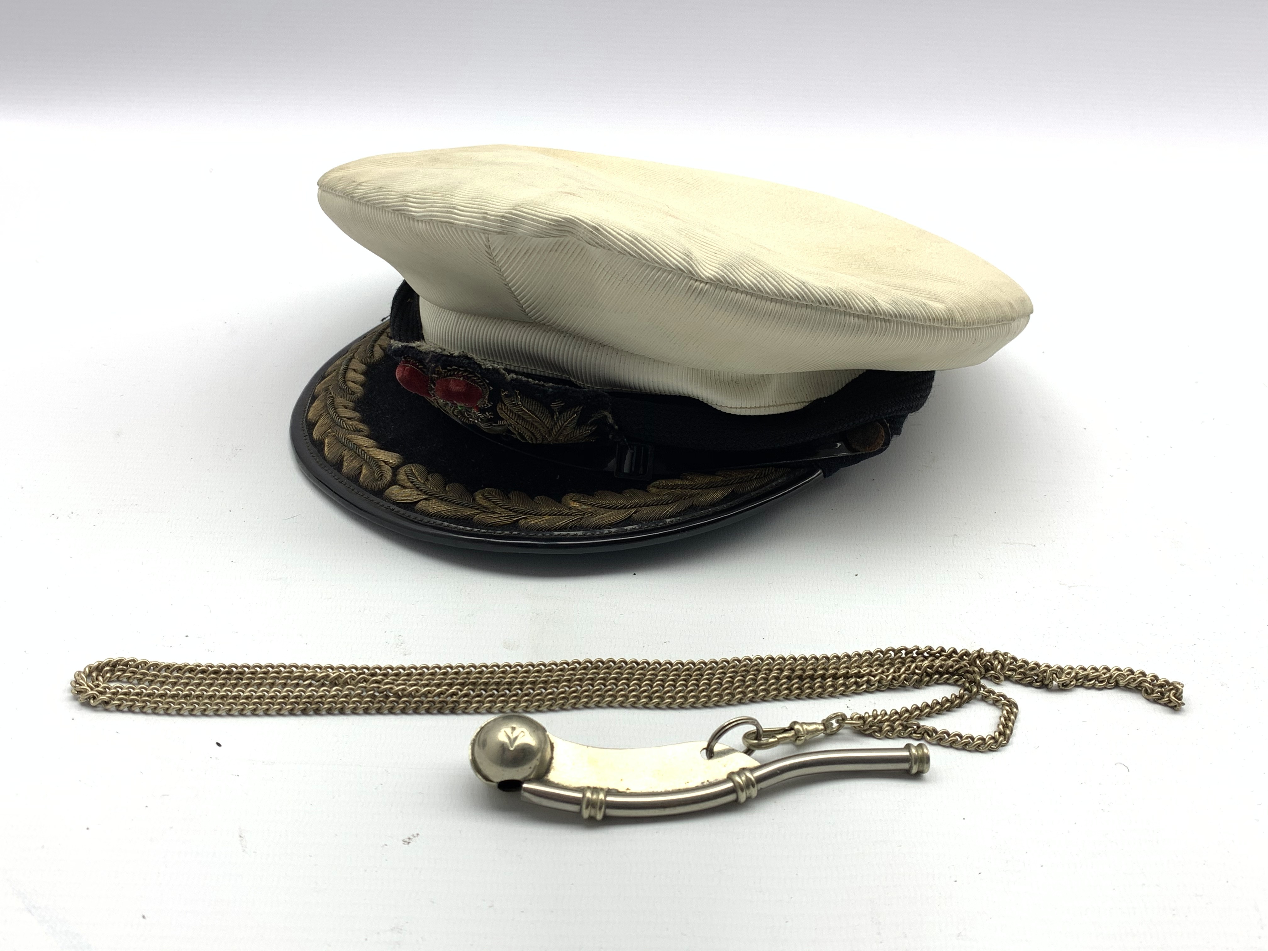 Naval Officers peaked cap, the property of Captain Arthur Spratt Kerswill R.N.R.