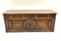 20th century oak low dresser in the Jacobean style,
