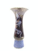 Japanese Fukagawa vase of tapering cylindrical form decorated with a dragon on a black and gilt